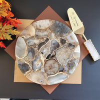 Agate Wedding Cake Stand - Large 12 inch Cake Stand with Gold Legs - Agate Charcuterie Board - Serving Platter