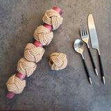 6 Jute Napkin Rings -  Classic Napkin Holders - Red Silk Napkin Ring - Jute Napkin Holder - Rustic Napkin Rings - Twine Burlap Napkin Ring