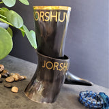 Personalized Viking Drinking Horn - Large Horn Mugs Decor - Large Viking Tankard - Custom Buffalo Horn with stand for drinks - 22-26 oz
