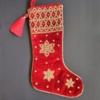 Personalized Christmas Stocking with Initial - Handmade Family Stockings - Christmas Decor - Tassel Embroidered stocking -Monogram Stocking