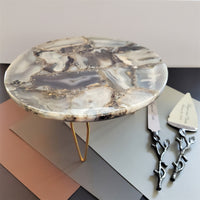 Agate Wedding Cake Stand - Large 12 inch Cake Stand with Gold Legs - Agate Charcuterie Board - Serving Platter