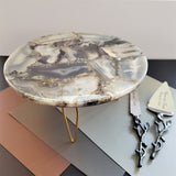 Agate Wedding Cake Stand - Large 12 inch Cake Stand with Gold Legs - Agate Charcuterie Board - Serving Platter