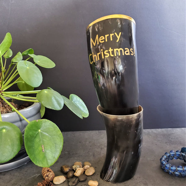 Personalized Viking Drinking Horn - Large Horn Mugs Decor - Large Viking Tankard - Custom Buffalo Horn with stand for drinks - 22-26 oz