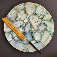 Agate Wedding Cake Stand - Large 12 inch Cake Stand with Gold Legs - Agate Charcuterie Board - Serving Platter