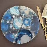 Agate Wedding Cake Stand - Large 12 inch Cake Stand with Gold Legs - Agate Charcuterie Board - Serving Platter