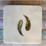 Marble Coaster Set with Abalone Shell work - Marble Coasters Valentine Gift - Yin Yan Coaster Set - Abalone Wedding Favors Coasters