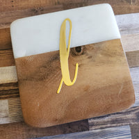 Personalized Marble Coaster Set - Square Wood Coasters - Marble & Wood Coasters Valentine Gift - Custom Wedding Favors