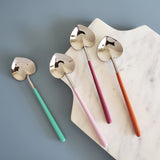 Cute Dessert Spoon, Tea Spoon, Coffee Spoon, Ice-Cream Spoon  - Heart Shape - Multi Color Handles - Handmade - Gift Boxed