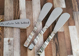 Mother of Pearl Butter Knife - Laser Engraved Cheese Spreader - Artisan Handmade Cheese Knives - Personalized Wedding Gift - Unique Gift