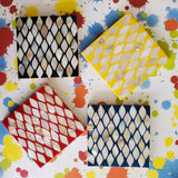 6 Wooden Coasters Set with Holder - Mother of Pearl Inlay Coasters - Multi Color Wooden Coaster Set - Square Wood Coasters with Stand