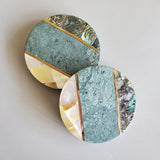 Personalized Marble Coaster Set - Abalone Coasters - Marble Coasters Valentine Gift - Mother of Pearl Coaster Set - Custom Wedding Favors