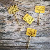 Gold Cheese Markers - Set of 4 Cheese Signs - Metal Cheese Picks - Engraved Charcuterie Labels - Charcuterie Board Marker