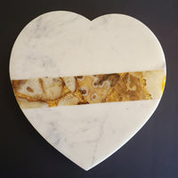 Marble Charcuterie Board - Agate Inlay Serving Board - Heart shape Platter - Marble Board with matching dessert spoons - Large Marble tray