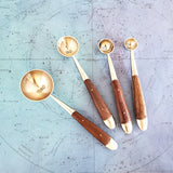 Wood and Steel Measuring Spoons Set - Matte Silver Finish with wooden inlay handles - 1 Table spoon to 1/4 Tea Spoon - Handmade Gift Boxed