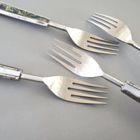 Personalized Wedding Cake Knife, Server and Fork Set -  Mother of Pearl Wedding Cake Knife set-Abalone Shell Wedding Cake Shovel & Cake Fork
