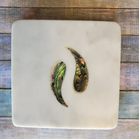 Marble Coaster Set with Abalone Shell work - Marble Coasters Valentine Gift - Yin Yan Coaster Set - Abalone Wedding Favors Coasters