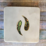 Marble Coaster Set with Abalone Shell work - Marble Coasters Valentine Gift - Yin Yan Coaster Set - Abalone Wedding Favors Coasters