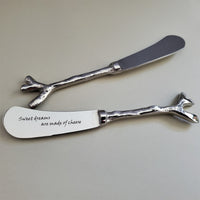 Personalized Spreaders - Custom Butter Knife - Wedding Favors - Cheese Spreaders - Sweet Dreams are made of Cheese - 2 Rustic Spreaders