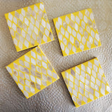 6 Wooden Coasters Set with Holder - Mother of Pearl Inlay Coasters - Multi Color Wooden Coaster Set - Square Wood Coasters with Stand