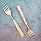 Custom Wedding Cake Knife - Personalized Wedding Cake Cutter - Cake Fork Set-Mother of Pearl Inlay on Handles - Cake Knife Set & Forks