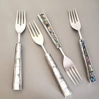 Custom Wedding Cake Knife - Personalized Wedding Cake Cutter - Cake Fork Set-Mother of Pearl Inlay on Handles - Cake Knife Set & Forks