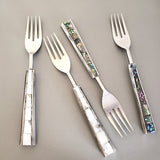 Custom Wedding Cake Knife - Personalized Wedding Cake Cutter - Cake Fork Set-Mother of Pearl Inlay on Handles - Cake Knife Set & Forks