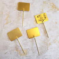 Gold Cheese Markers - Set of 4 Cheese Signs - Metal Cheese Picks - Engraved Charcuterie Labels - Charcuterie Board Marker