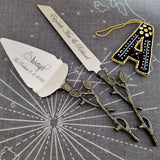 Black Wedding Cake Knife - Personalized Wedding Cake Cutter - Engraved Cake Server Set - Custom Wedding Gift - Gothic Wedding Cake Knife