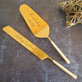 Pearl Cake Server Set Wedding - Cake Server and Knife - Personalized Cake Forks - White & Gold Wedding Cake Cutting Set- Wedding Cake Server