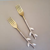 Gold Wedding Cake Knife - Personalized Wedding Cake Cutter - Cake Fork Set - Mother of Pearl Inlay on Handles - Gold Cake Knife Set & Forks