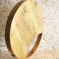 Wood Charcuterie Board - Rose Gold handle Cheese Board - Cheese Platter with Hammered Finish Handles - Circular Cheese Board with handle