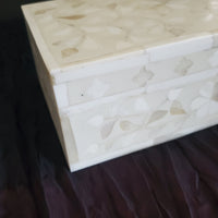 White Bone Inlay Jewelry Box - Boho Jewelry Organizer - Decorative Box - Wooden Jewelry Box - Jewelry Holder - Handmade Wooden Trinket Box