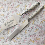 Marble Dust Personalized Wedding Cake Knife and Server Set - Wedding Cake Cutter - Engraved Wedding Server - Wedding Gift - Dessert Set