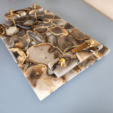 Brown Agate Vanity Tray | Large Charcuterie Board | Farmhouse Coffee Table Tray | Agate Decorative Tray | Jewelry Display | Big Perfume Tray