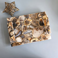 Brown Agate Vanity Tray | Large Charcuterie Board | Farmhouse Coffee Table Tray | Agate Decorative Tray | Jewelry Display | Big Perfume Tray