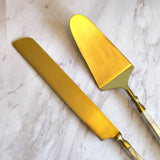 Luxurious Personalized Wedding Cake Knife and Server Set - Gold Wedding Cake Cutter Set - Mother of Pearl Handles -Cake Server and Knife Set