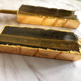 Custom Wedding Cake Knife and Server Set - Tiger Eye Handles - Laser Engraved Gold Cake Serving Set - Gothic Wedding Cake Knife and Server