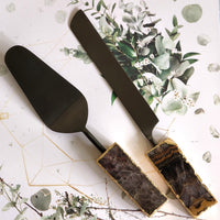 Engraved Wedding Cake Knife and Server Set - Amethyst Wedding Cake Set - Black Cake Serving Set - Gothic Wedding Dcor - Personalized Gift