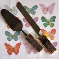 Engraved Wedding Cake Knife and Server Set - Amethyst Wedding Cake Set - Black Cake Serving Set - Gothic Wedding Dcor - Personalized Gift