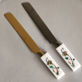 Custom Wedding Cake Knife and Server Set - Marble Handles - Laser Engraved Gold Cake Serving Set - Gothic Wedding Cake Knife and Server