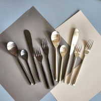 Black Cutlery Set - Sleek Flatware Set - 5 Piece Hostess Set - Modern Flatware Set - Handmade Silverware -Stainless Steel Cutlery
