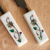 Custom Wedding Cake Knife and Server Set - Marble Handles - Laser Engraved Gold Cake Serving Set - Gothic Wedding Cake Knife and Server