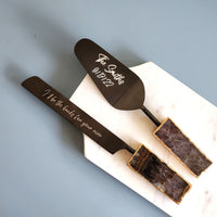 Engraved Wedding Cake Knife and Server Set - Amethyst Wedding Cake Set - Black Cake Serving Set - Gothic Wedding Dcor - Personalized Gift
