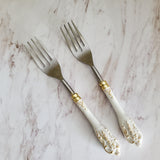 White Wedding Cake Forks - Custom Wedding Flatware - Engraved Wedding Forks - Bride Groom Forks - Bridal Shower - Wedding Keepsake -Gift Box