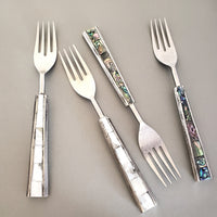 Mother of Pearl Inlay Wedding Cake Forks - Custom Wedding Gifts - Engraved Wedding Forks - Bride Groom Forks -Bridal Shower-Wedding Keepsake
