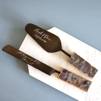 Engraved Wedding Cake Knife and Server Set - Amethyst Wedding Cake Set - Black Cake Serving Set - Gothic Wedding Dcor - Personalized Gift