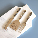 Luxurious Personalized Cheese Knife Set - Mother of Pearl Inlay handles - Shiny Silver Blades -  Charcuterie Board Essentials - Gift Boxed