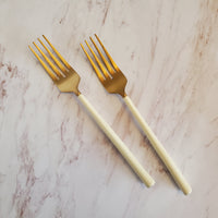 Ivory & Gold Wedding Cake Forks - Custom Wedding Gifts - Engraved Wedding Forks - Bride Groom Forks - Bridal Shower Gift - Wedding Keepsake