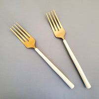 Ivory & Gold Wedding Cake Forks - Custom Wedding Gifts - Engraved Wedding Forks - Bride Groom Forks - Bridal Shower Gift - Wedding Keepsake