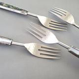 Abalone Shell Inlay Wedding Cake Forks - Custom Wedding Gifts - Engraved Wedding Forks - Bride Groom Forks - Bridal Shower -Wedding Keepsake